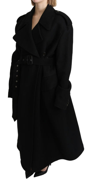 Chaqueta trench de lana virgen negra