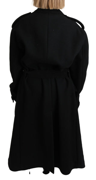 Chaqueta trench de lana virgen negra