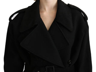 Chaqueta trench de lana virgen negra