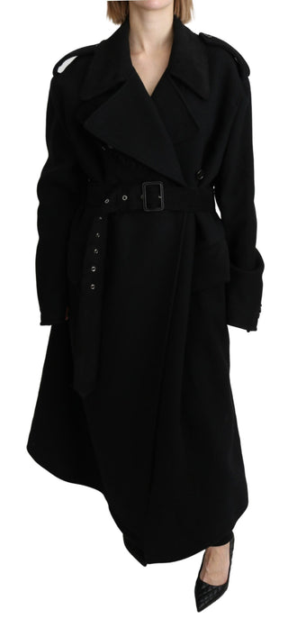 Chaqueta trench de lana virgen negra