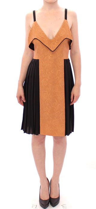 Vestido de tubo de seda negra sin mangas por encima de la rodilla