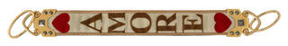 Correa de hombro de cuero textil dorado y blanco AMORE