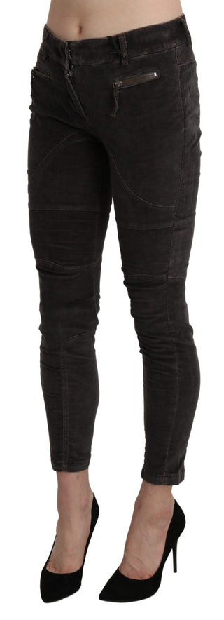 Brown Velvet Capri Cropped Cotton Pants