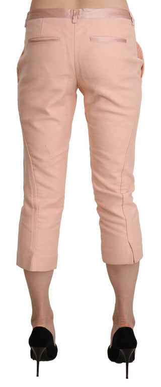 Pinke knöchellange Skinny Caprihose mit niedriger Taille