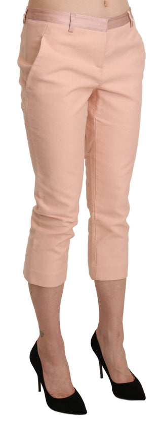 Pinke knöchellange Skinny Caprihose mit niedriger Taille