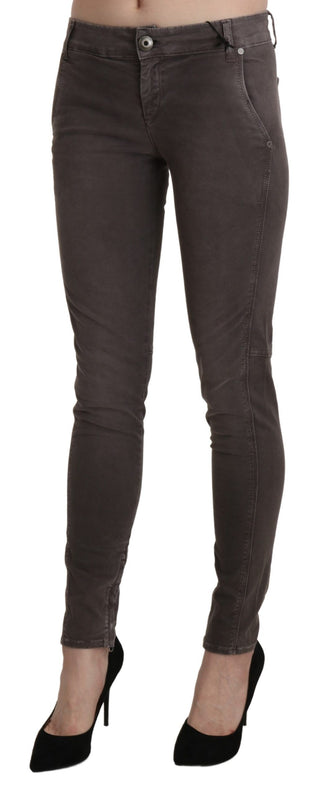 Brown Low Waist Skinny Slim Trouser Cotton Jeans