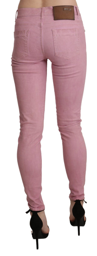 Rosa mittelhohe Skinny Stretch-Jeans