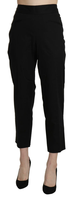 Pantalones de vestir recortados de cintura alta negros