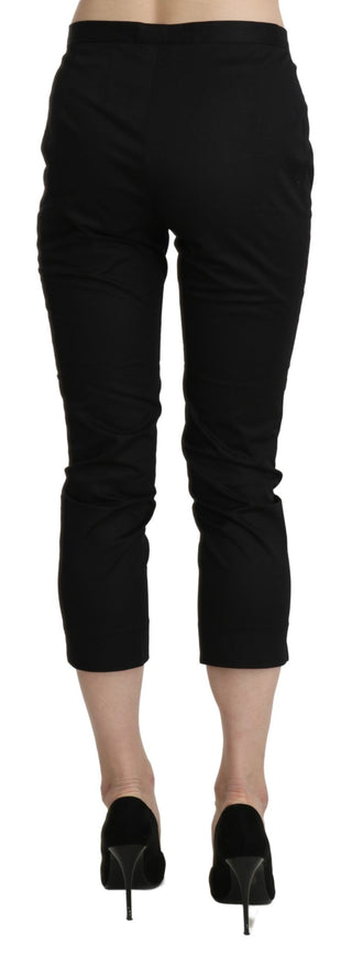 Schwarze High Waist Skinny Cropped Anzughose