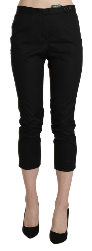 Pantalones de vestir recortados ajustados de cintura alta negros