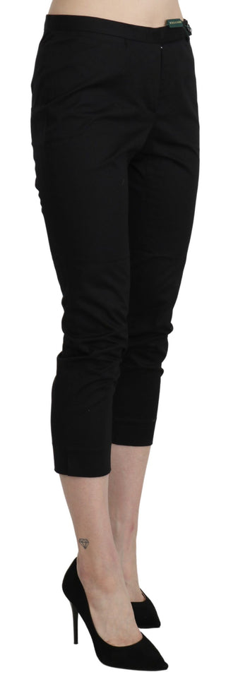 Schwarze High Waist Skinny Cropped Anzughose