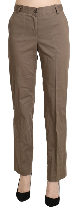 Pantalones de vestir rectos de cintura alta marrones