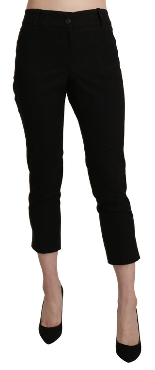 Pantalones de vestir recortados ajustados de cintura alta negros