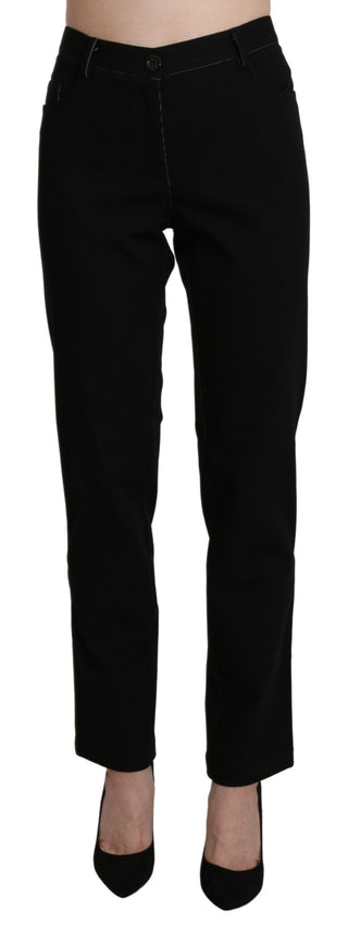 Pantalón casual recto de cintura alta negro