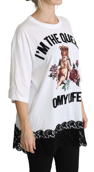 T-Shirt mit Rundhalsausschnitt und „White Angel“-Aufdruck aus Baumwolle
