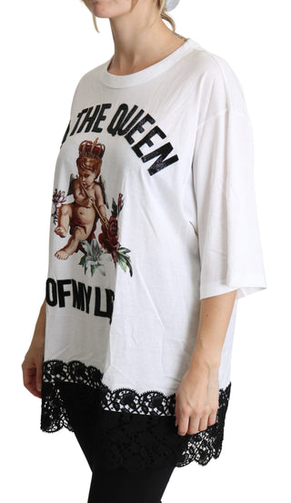 T-Shirt mit Rundhalsausschnitt und „White Angel“-Aufdruck aus Baumwolle