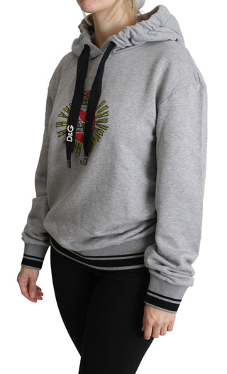 Grauer bedruckter Kapuzenpullover mit exklusivem Logo