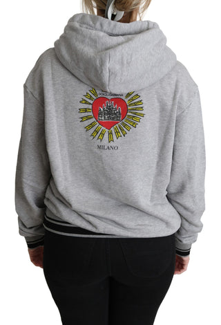 Grauer bedruckter Kapuzenpullover mit exklusivem Logo