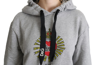 Grauer bedruckter Kapuzenpullover mit exklusivem Logo