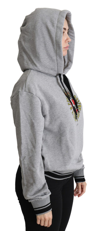 Grauer bedruckter Kapuzenpullover mit exklusivem Logo