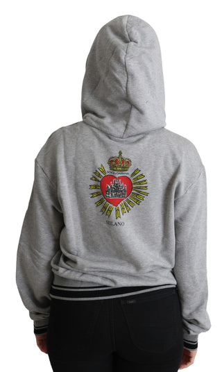 Grauer bedruckter Kapuzenpullover mit exklusivem Logo