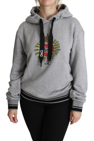Grauer bedruckter Kapuzenpullover mit exklusivem Logo