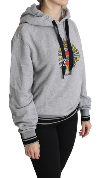 Grauer bedruckter Kapuzenpullover mit exklusivem Logo
