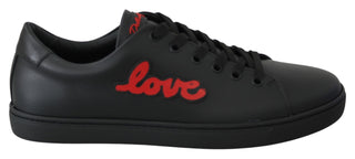 Schwarze Leder-Love-Heart-Sneaker für Damen