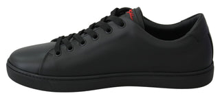 Schwarze Leder-Love-Heart-Sneaker für Damen