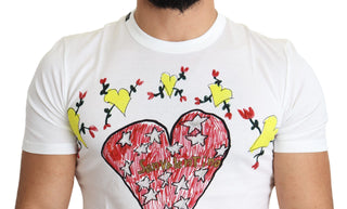 Weißer Saint-Valentine-Aufdruck aus Baumwolle Herren-T-Shirt