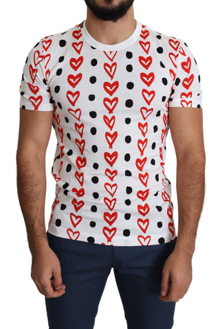 Herren T-Shirt aus Baumwolle mit weißen Herzen bedruckt