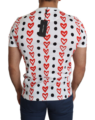 Herren T-Shirt aus Baumwolle mit weißen Herzen bedruckt