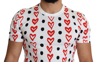 Herren T-Shirt aus Baumwolle mit weißen Herzen bedruckt