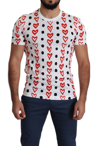 Herren T-Shirt aus Baumwolle mit weißen Herzen bedruckt