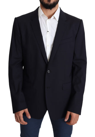 Dark Blue Wool Stretch Men Coat MARTINI Blazer