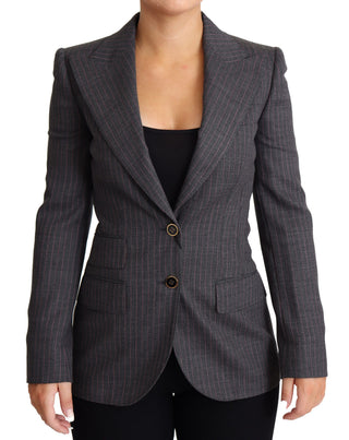 Grauer, taillierter Einreiher-Blazer aus Wolle