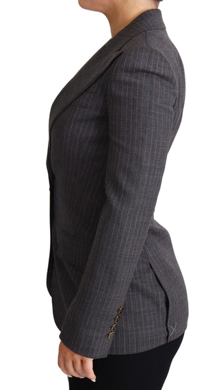 Grauer, taillierter Einreiher-Blazer aus Wolle