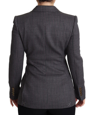 Grauer, taillierter Einreiher-Blazer aus Wolle