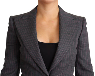 Grauer, taillierter Einreiher-Blazer aus Wolle