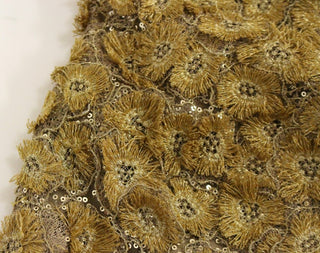 Vestido maxi de cristal con encaje largo dorado