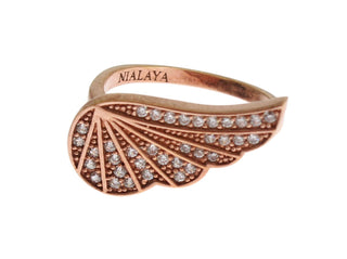 Ring für Damen aus Sterlingsilber 925, rotvergoldet, mit klaren Zirkonia