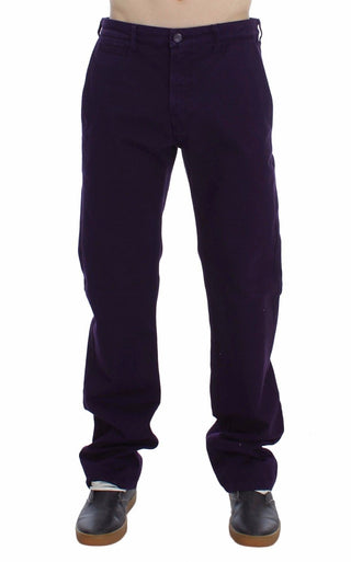 Pantalones Ajustados de Algodón Púrpura con Elasticidad