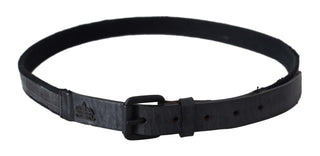 Schwarzer Ledergürtel mit Logo-Schnalle