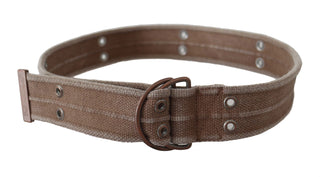 Beige Leder-Logo-Gürtel Sling Cintura Schnallengürtel
