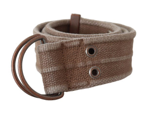 Beige Leder-Logo-Gürtel Sling Cintura Schnallengürtel