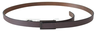 Brauner taktischer Ledergürtel mit Logo-Schnalle – Dunkel