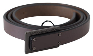 Brauner taktischer Ledergürtel mit Logo-Schnalle – Dunkel