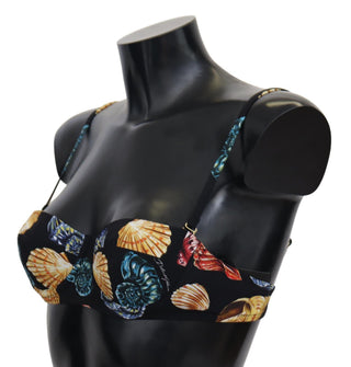 Bikinis de baño con estampado de conchas negras para mujeres