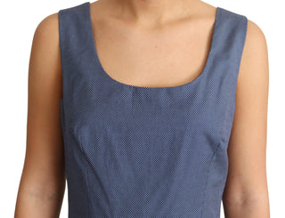 Blue Polka Cotton A-Line Stretch Dress