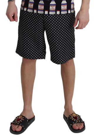 Schwarze Polka Dots Badeshorts Bademode